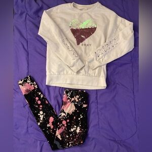 DKNY Sweater and Justice Leggings